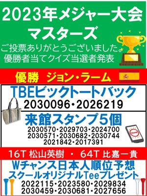 【ゴルフ】マスターズクイズ当選者発表!!【TOPインドアステージ亀戸ブログ】