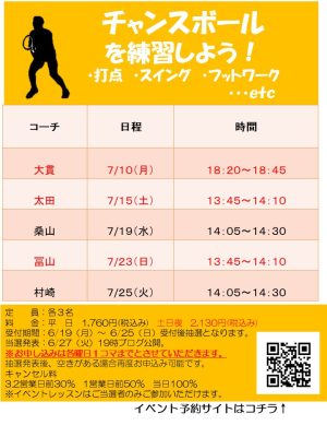 7月マンツーマン・ショット別レッスン【TOPインドアステージ亀戸ブログ】